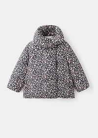 Fur-effect floral-print anorak