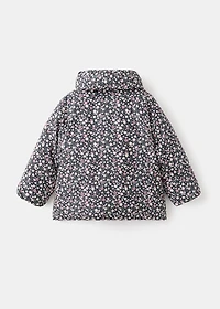 Fur-effect floral-print anorak