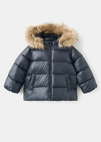 Anorak with shearling-effect hood