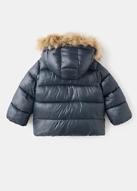 Anorak with shearling-effect hood