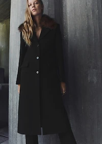Wool coat with fur collar