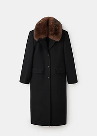 Wool coat with fur collar