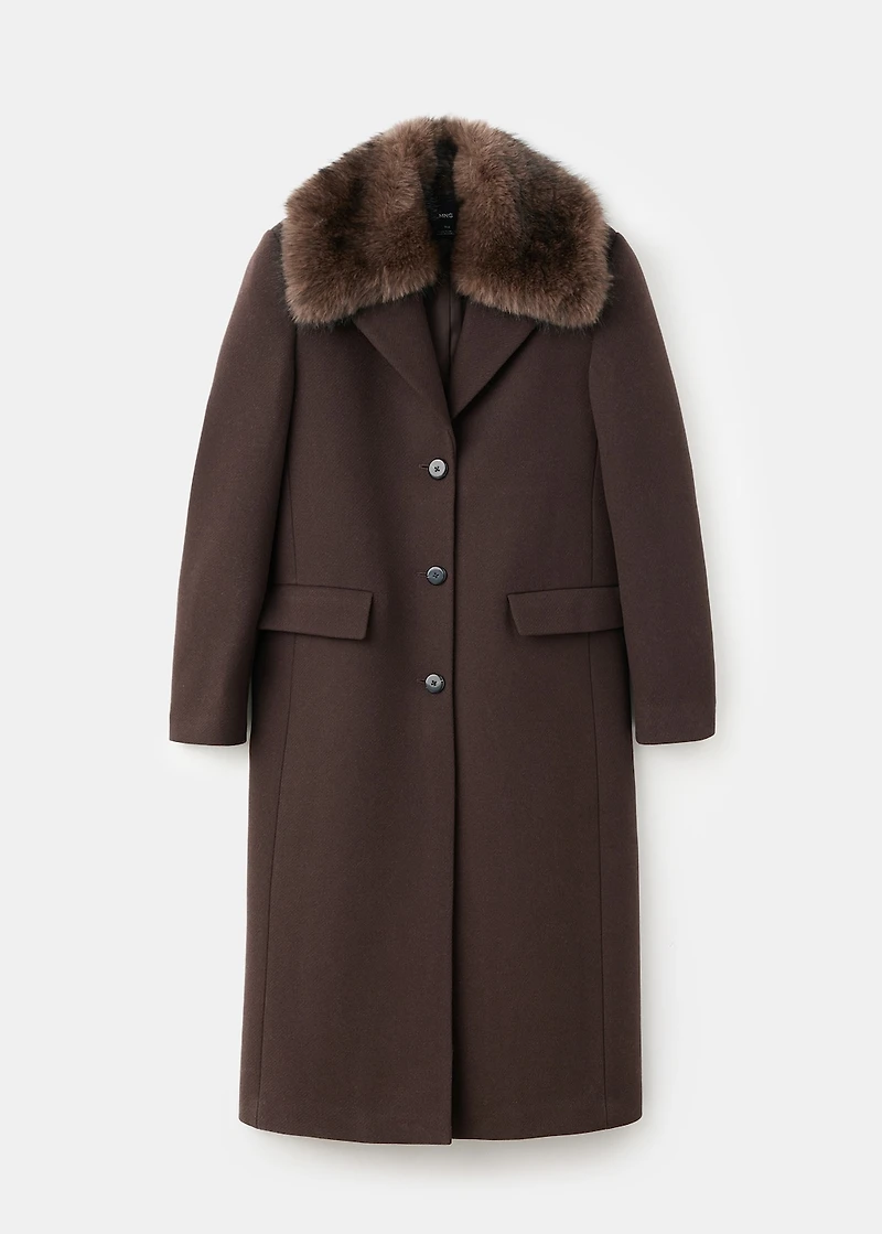 Wool coat with fur collar