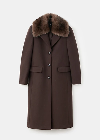 Wool coat with fur collar