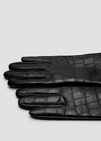 Long leather gloves with crocodile effect