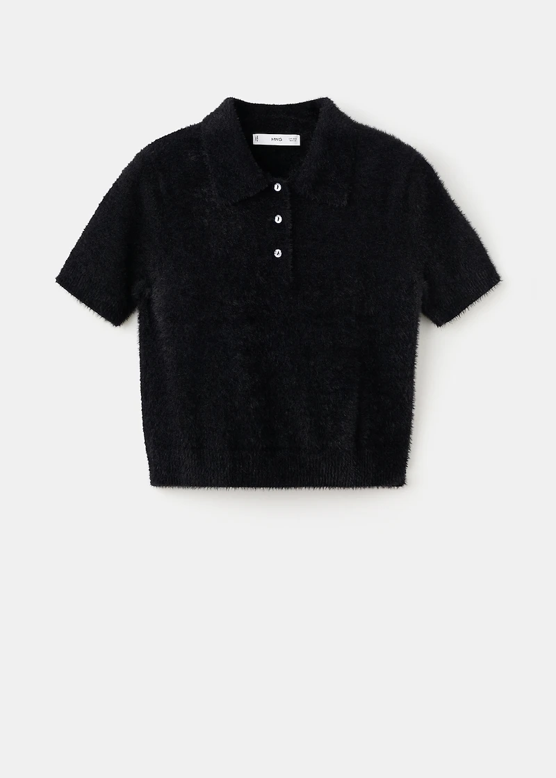 Faux-fur polo-neck sweater