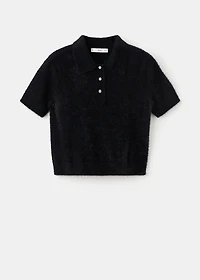 Faux-fur polo-neck sweater