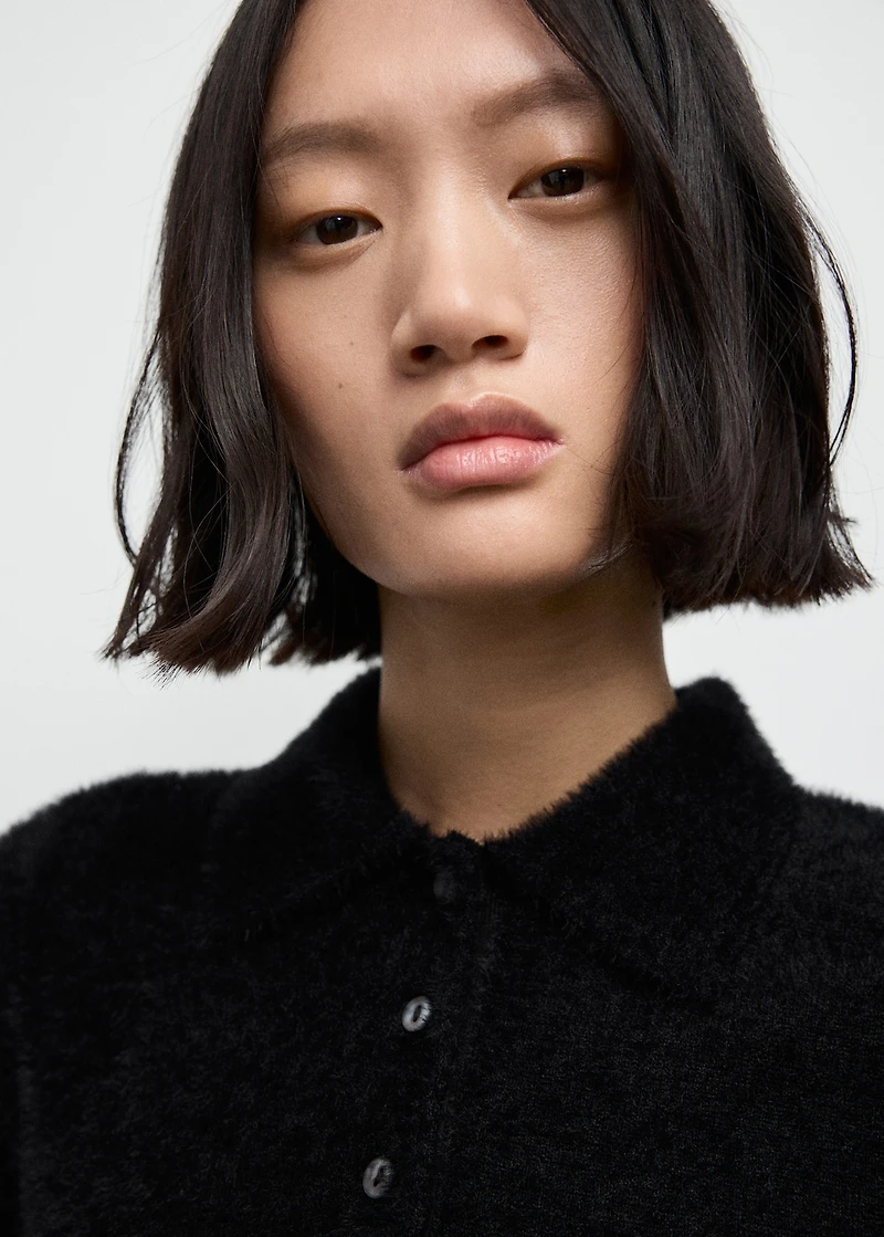 Faux-fur polo-neck sweater