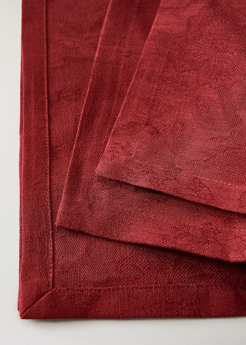 Jacquard linen floral-print tablecloth for to 8 diners