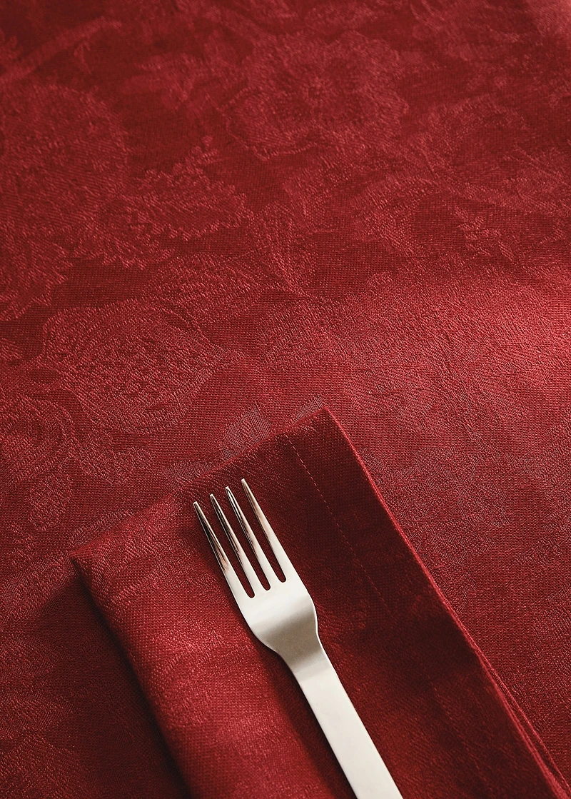 Jacquard linen floral-print tablecloth for to 8 diners