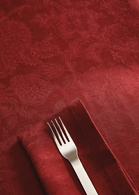 Jacquard linen floral-print tablecloth for to 8 diners