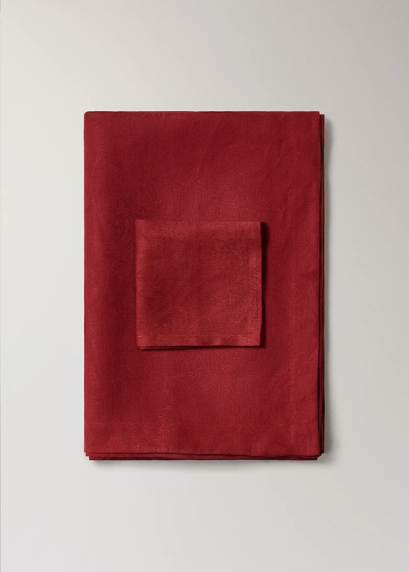 Jacquard linen floral-print tablecloth for 8 to 10 diners