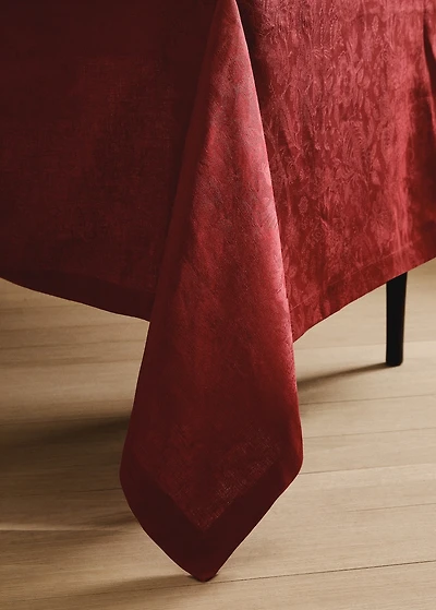 Jacquard linen floral-print tablecloth for 8 to 10 diners