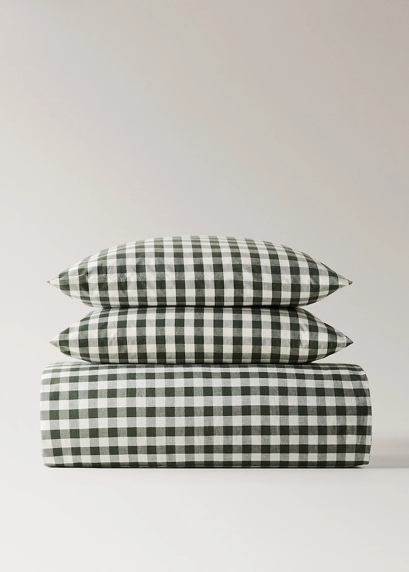 Yarn-dyed cotton gingham check duvet cover for 150/160cm bed