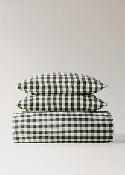 Yarn-dyed cotton gingham check duvet cover for 180/200cm bed