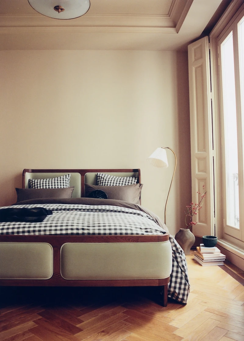 Yarn-dyed cotton gingham check duvet cover for 180/200cm bed