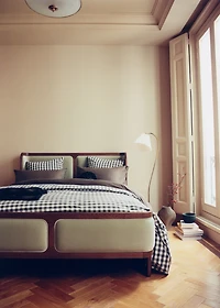 Yarn-dyed cotton gingham check duvet cover for 180/200cm bed