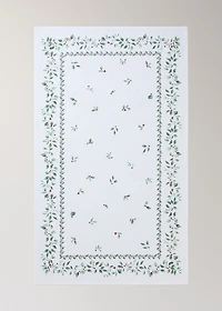 Holly-print cotton tablecloth for 6 to 8 diners