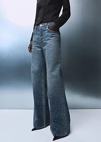 Wide-leg jeans with rhinestones