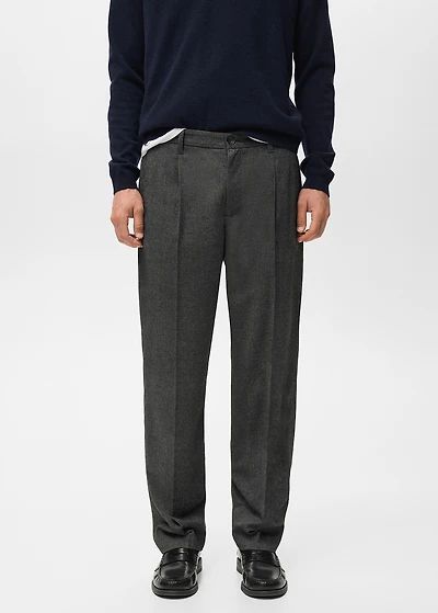 Regular-fit pleated flannel pants