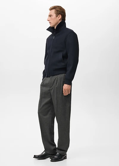 Regular-fit pleated flannel pants