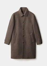 Long coat with check-print structure