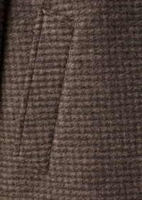 Long coat with check-print structure