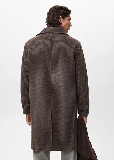 Long coat with check-print structure