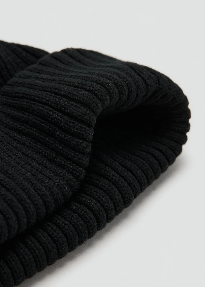 Rib-knit cotton hat