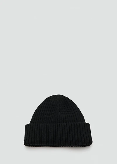Rib-knit cotton hat