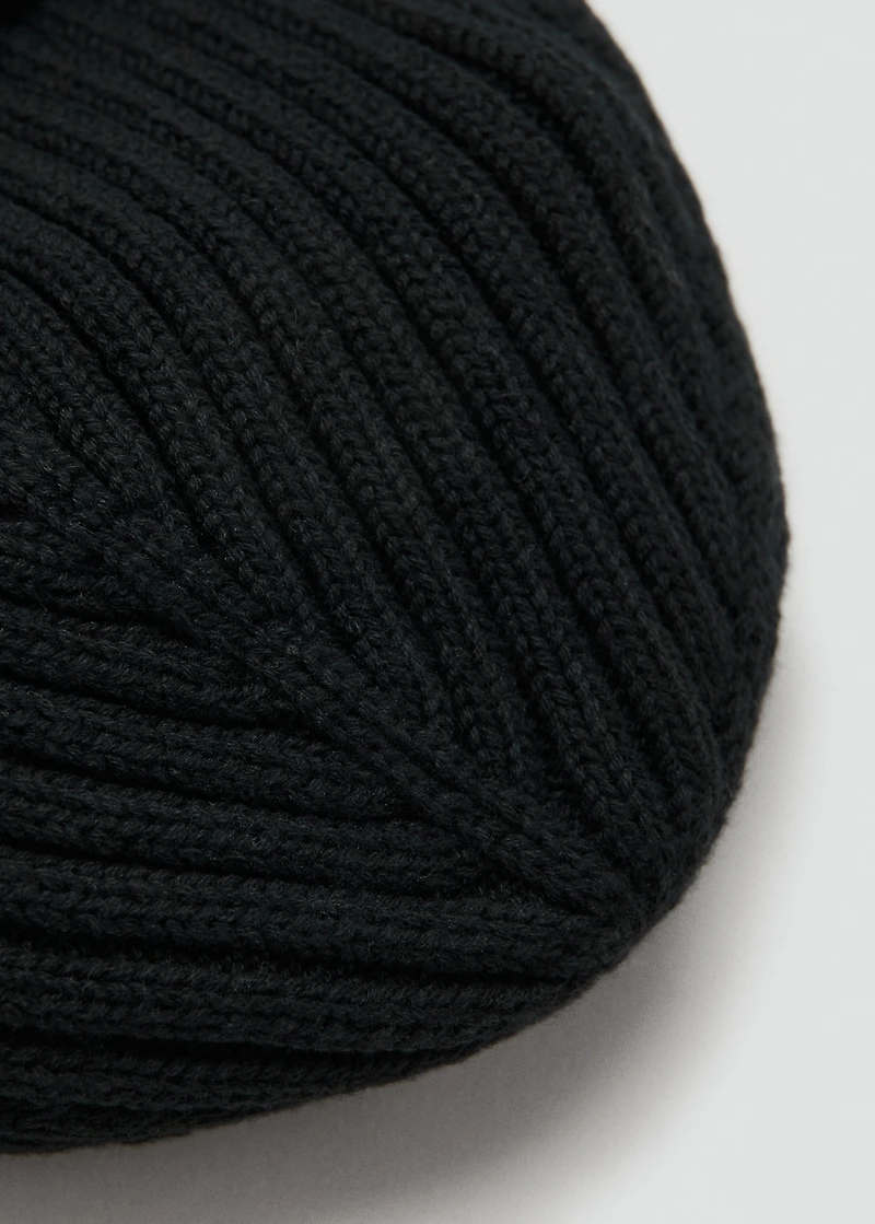 Rib-knit cotton hat