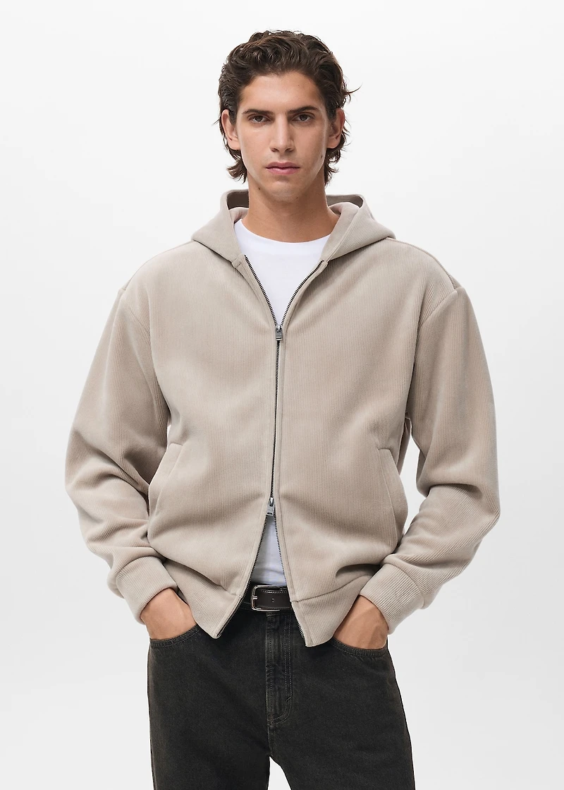 Corduroy hooded sweatshirt