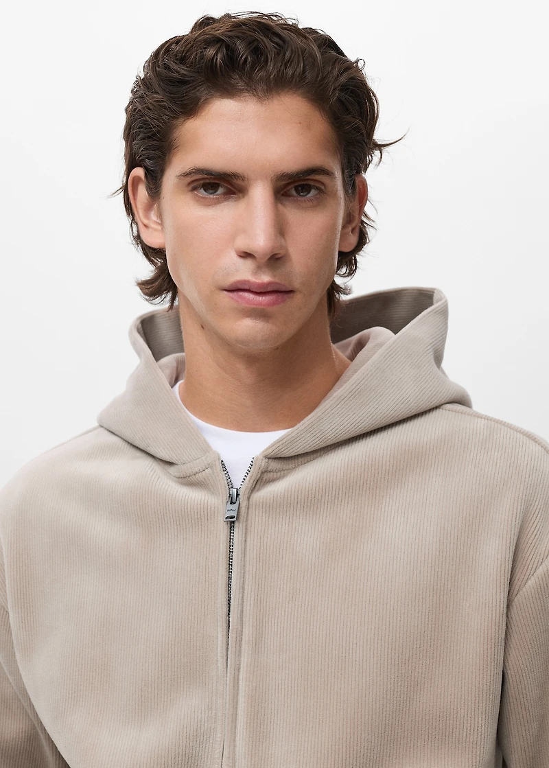 Corduroy hooded sweatshirt