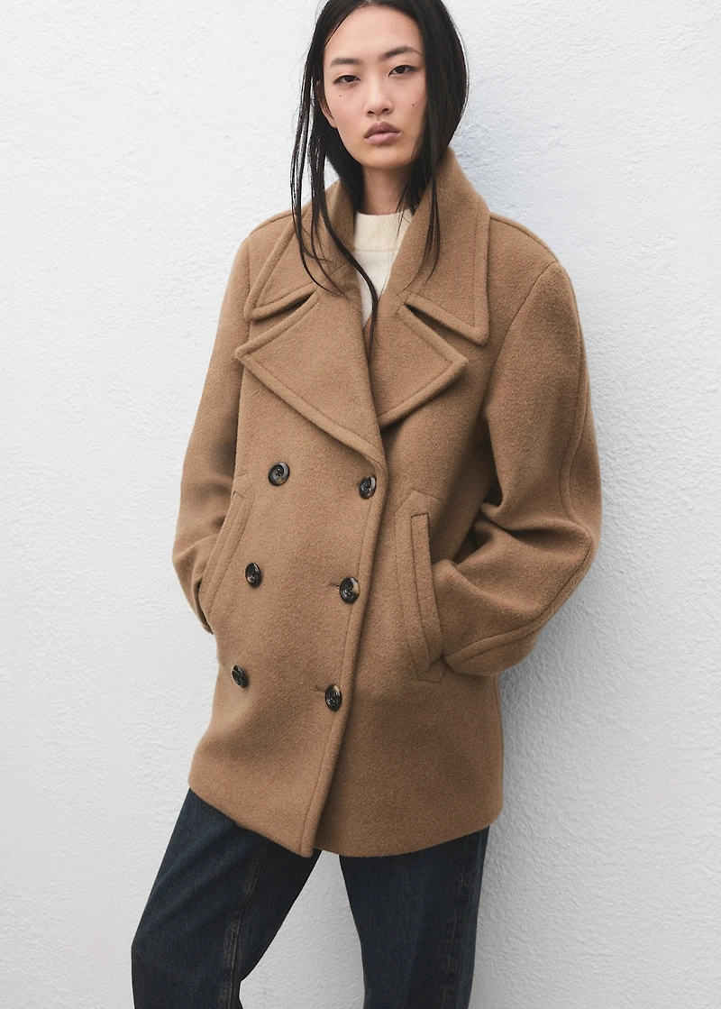 Double-breasted Manteco wool coat