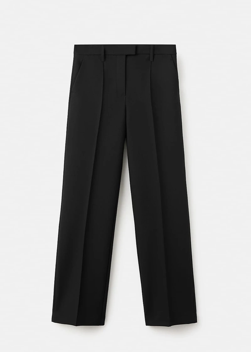 Seam-detail straight-fit pants