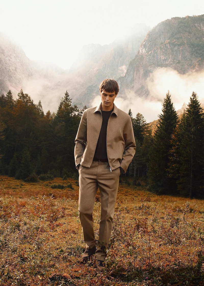 100% virgin wool pleated pants