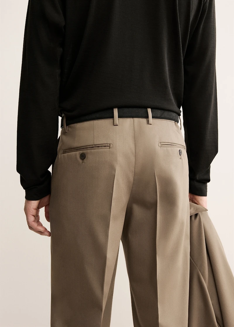 100% virgin wool pleated pants