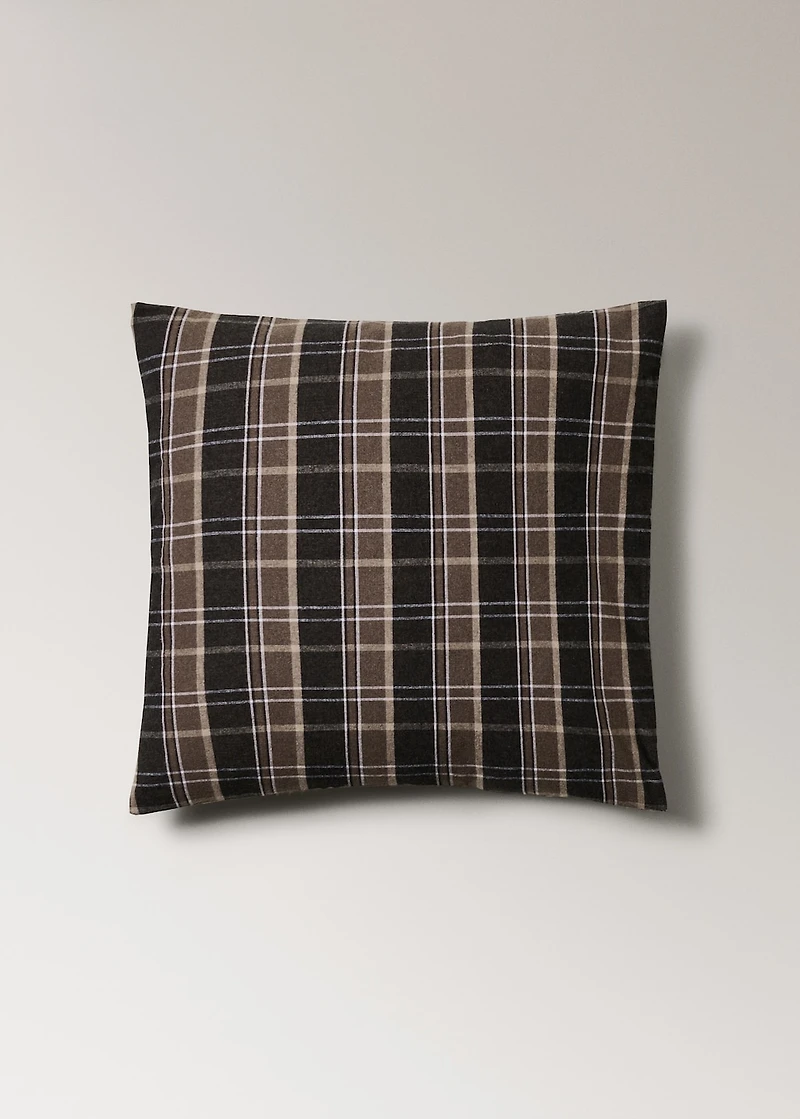Flannel cotton melange-yarn pillowcase with check pattern 60x60 cm