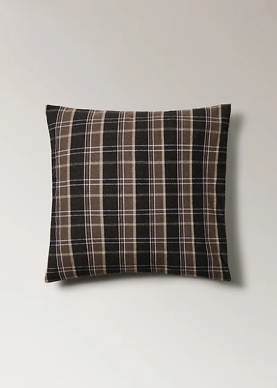 Flannel cotton melange-yarn pillowcase with check pattern 60x60 cm