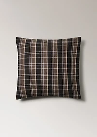 Flannel cotton melange-yarn pillowcase with check pattern 60x60 cm
