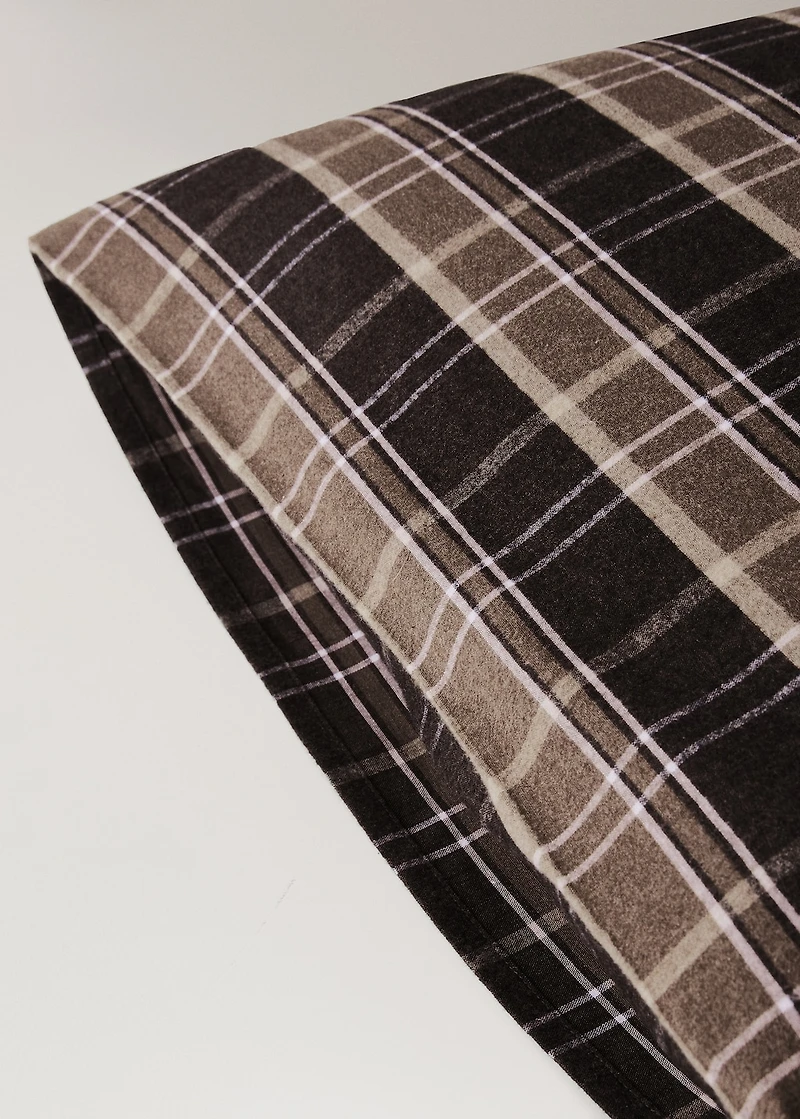 Flannel cotton melange-yarn pillowcase with check pattern 60x60 cm