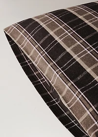 Flannel cotton melange-yarn pillowcase with check pattern 60x60 cm