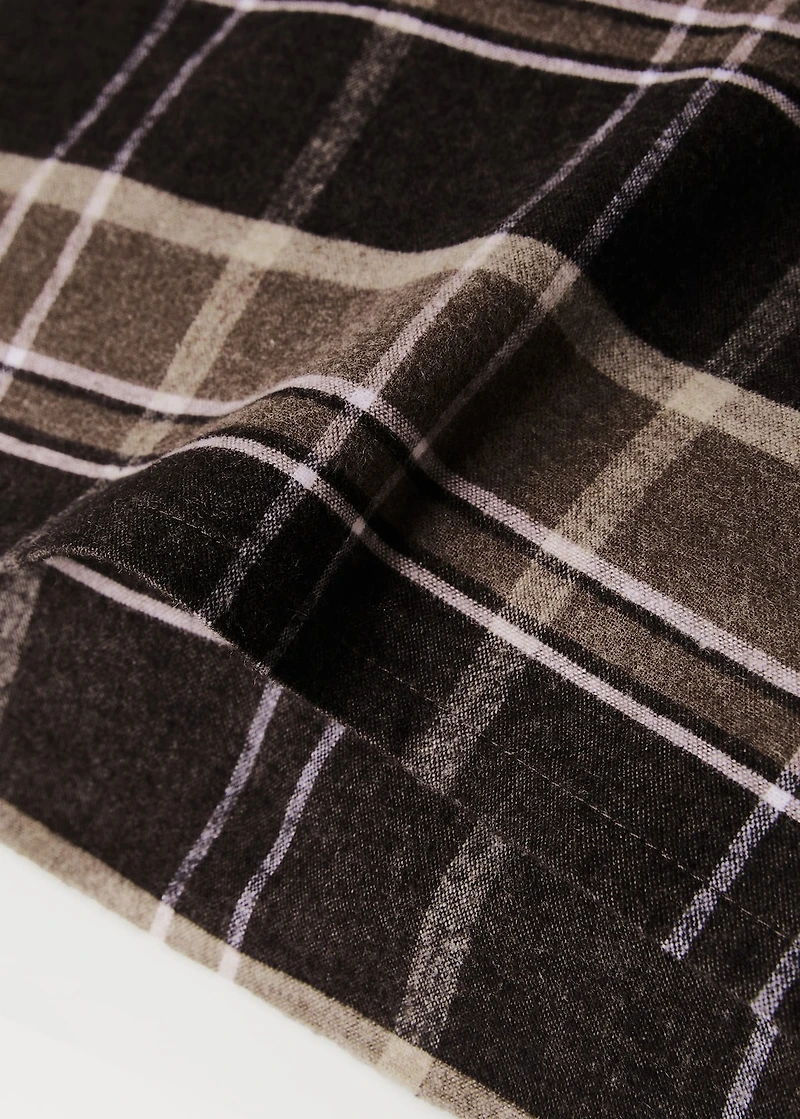 Flannel cotton melange-yarn pillowcase with check pattern 60x60 cm