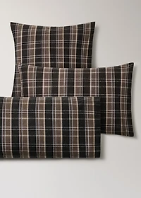 Flannel cotton melange-yarn pillowcase with check pattern 60x60 cm
