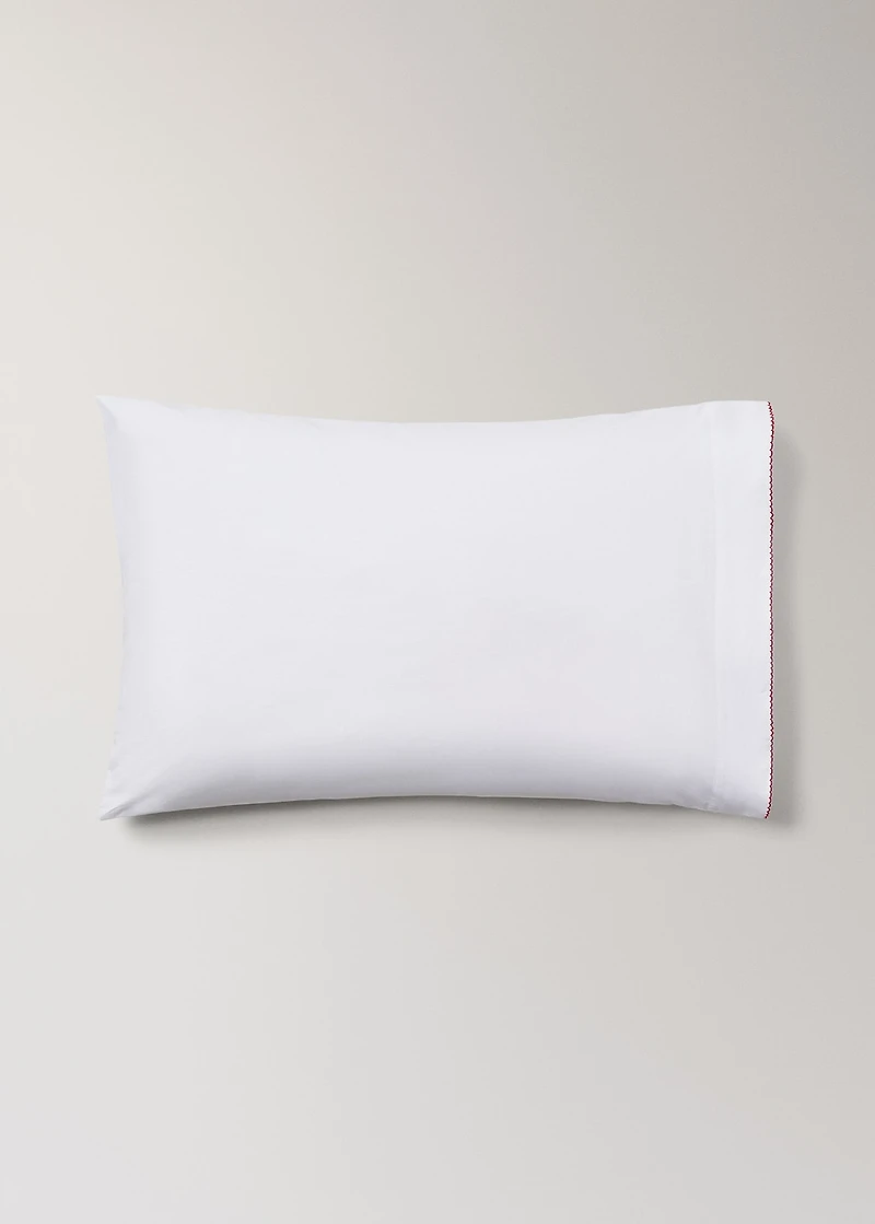 Percale cotton children's pillowcase with contrasting picot detail 50x75cm