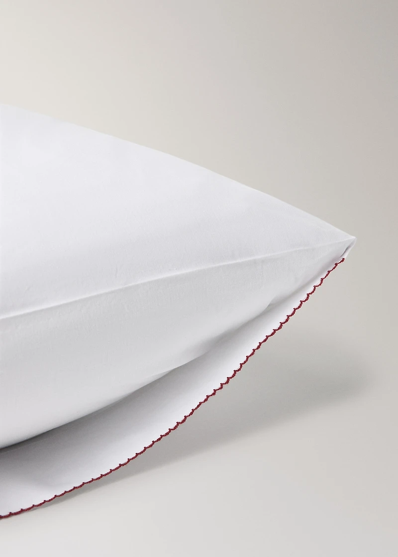 Percale cotton children's pillowcase with contrasting picot detail 50x75cm