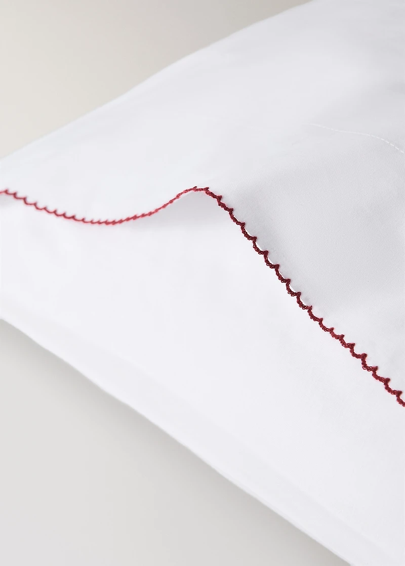 Percale cotton children's pillowcase with contrasting picot detail 50x75cm