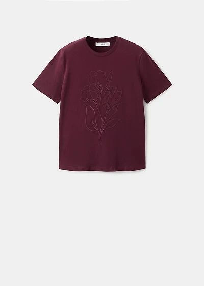 Floral-embroidered cotton t-shirt