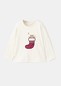 Cotton t-shirt with embroidered bear