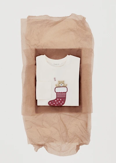 Cotton t-shirt with embroidered bear